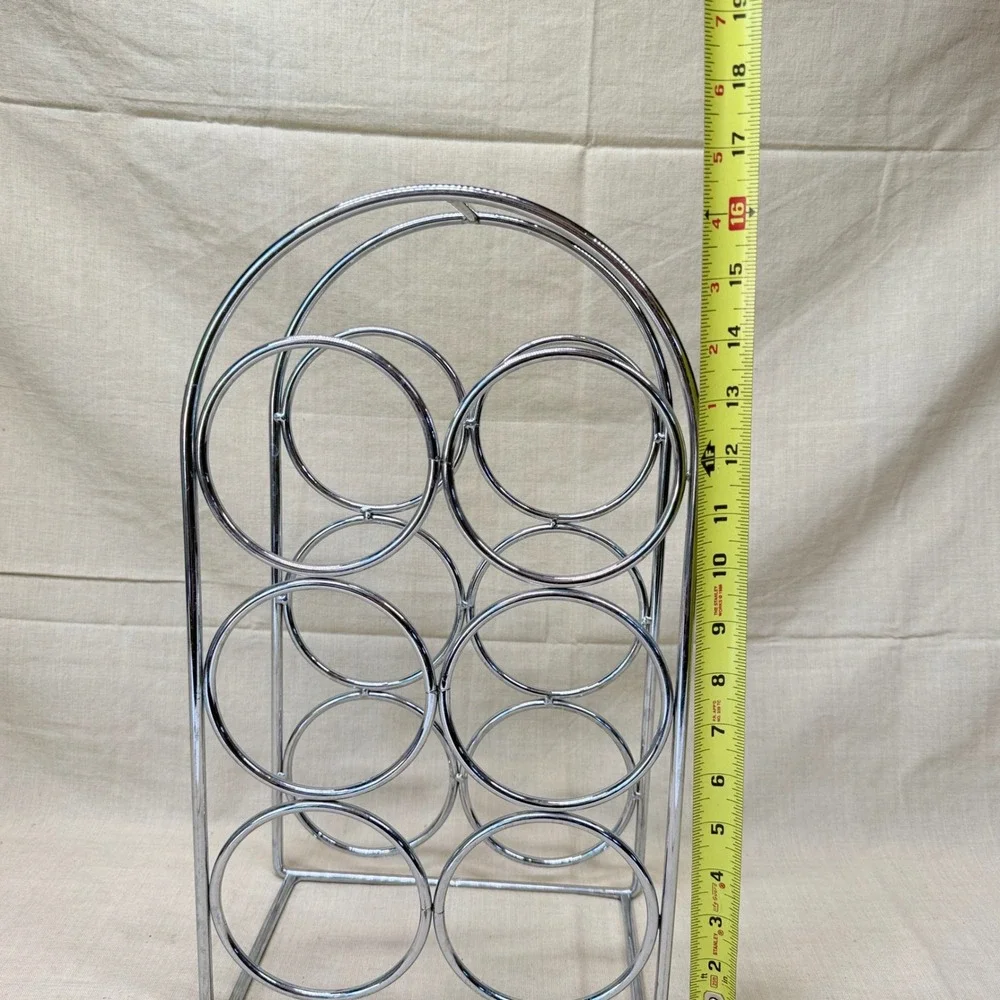 Vintage Chrome Wine Rack 6 Bottle Countertop Bar Storage Organizer mCM